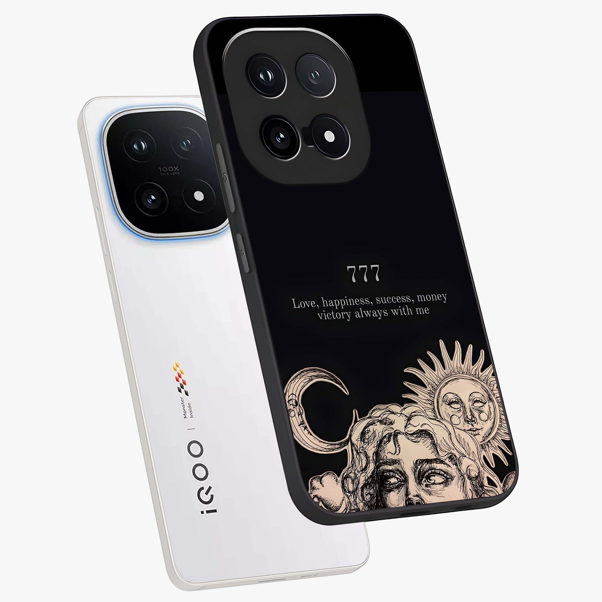 Mystic Victory Aura Glass Case displayed in angled mockup highlighting energetic aura design with bold mystical aesthetic.