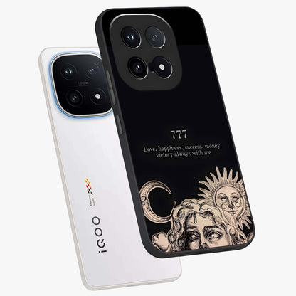 Mystic Victory Aura Glass Case displayed in angled mockup highlighting energetic aura design with bold mystical aesthetic.