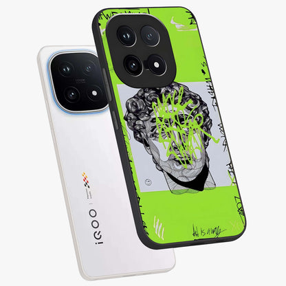 Neo Graffiti Rebellion Glass Case displayed in angled mockup highlighting urban street art design with rebellious aesthetic.