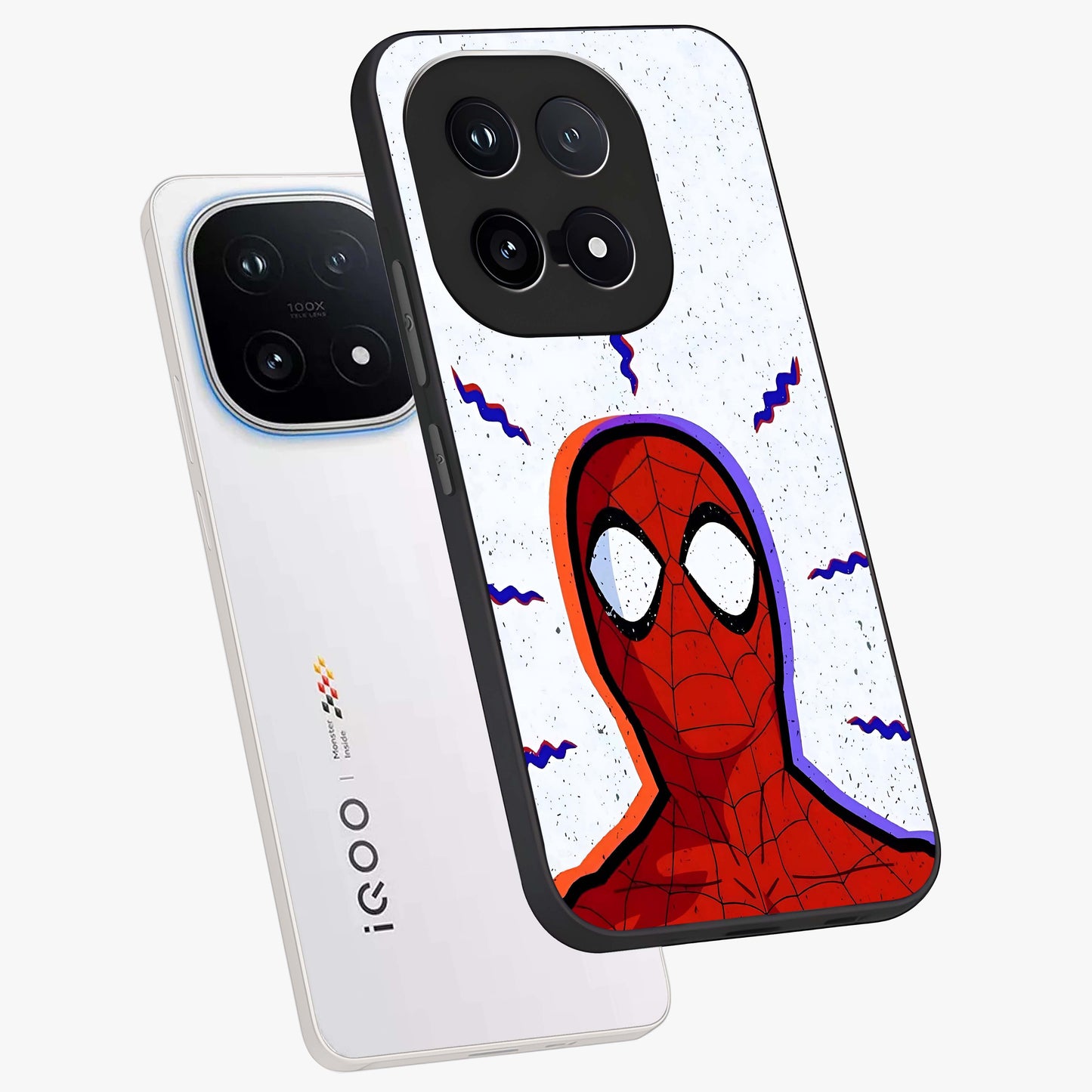 Omg Spiderman Glass Case displayed in angled mockup highlighting dynamic hero illustration with action comic aesthetic.