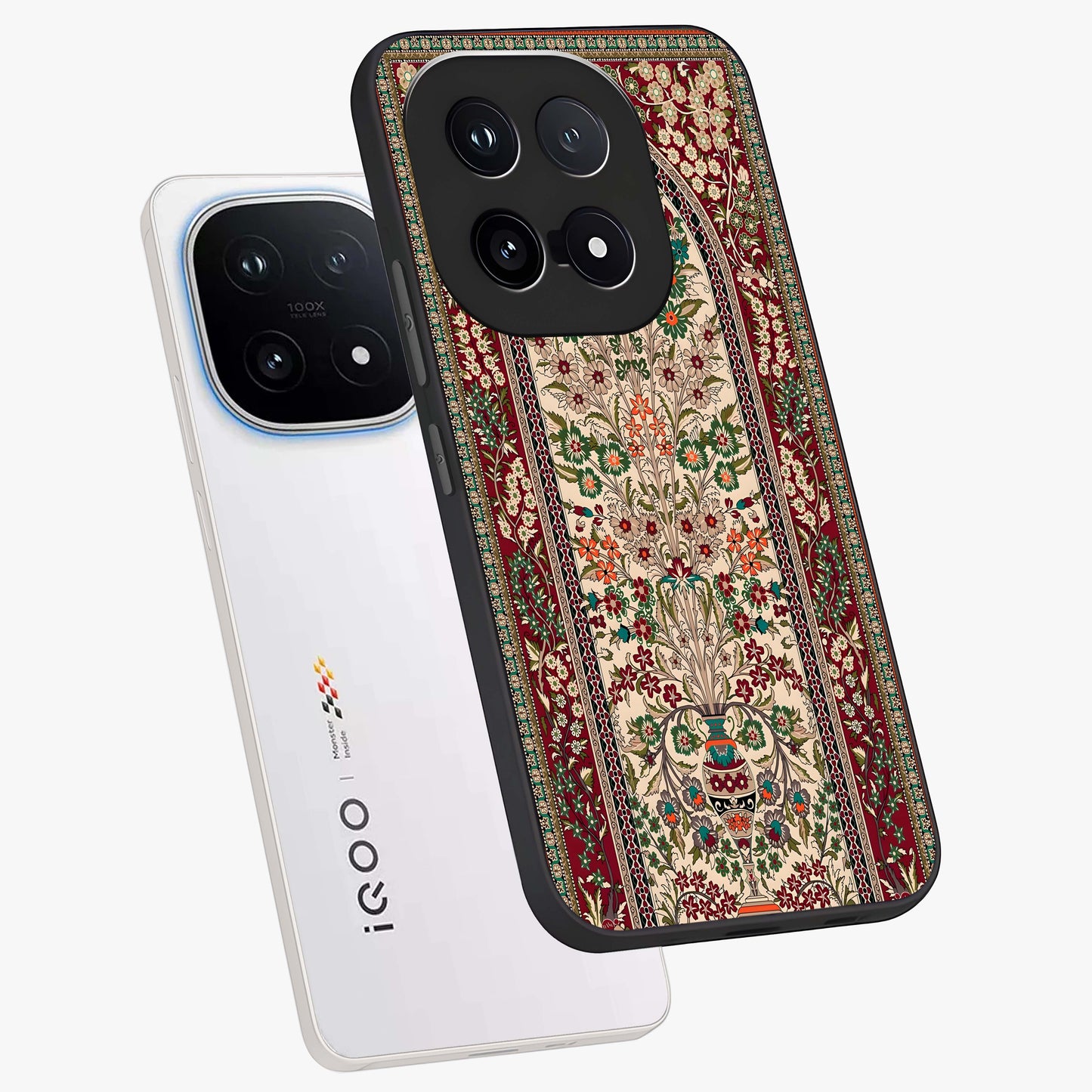 Persian Inspired Glass Case displayed in angled mockup highlighting intricate traditional design with elegant cultural aesthetic.