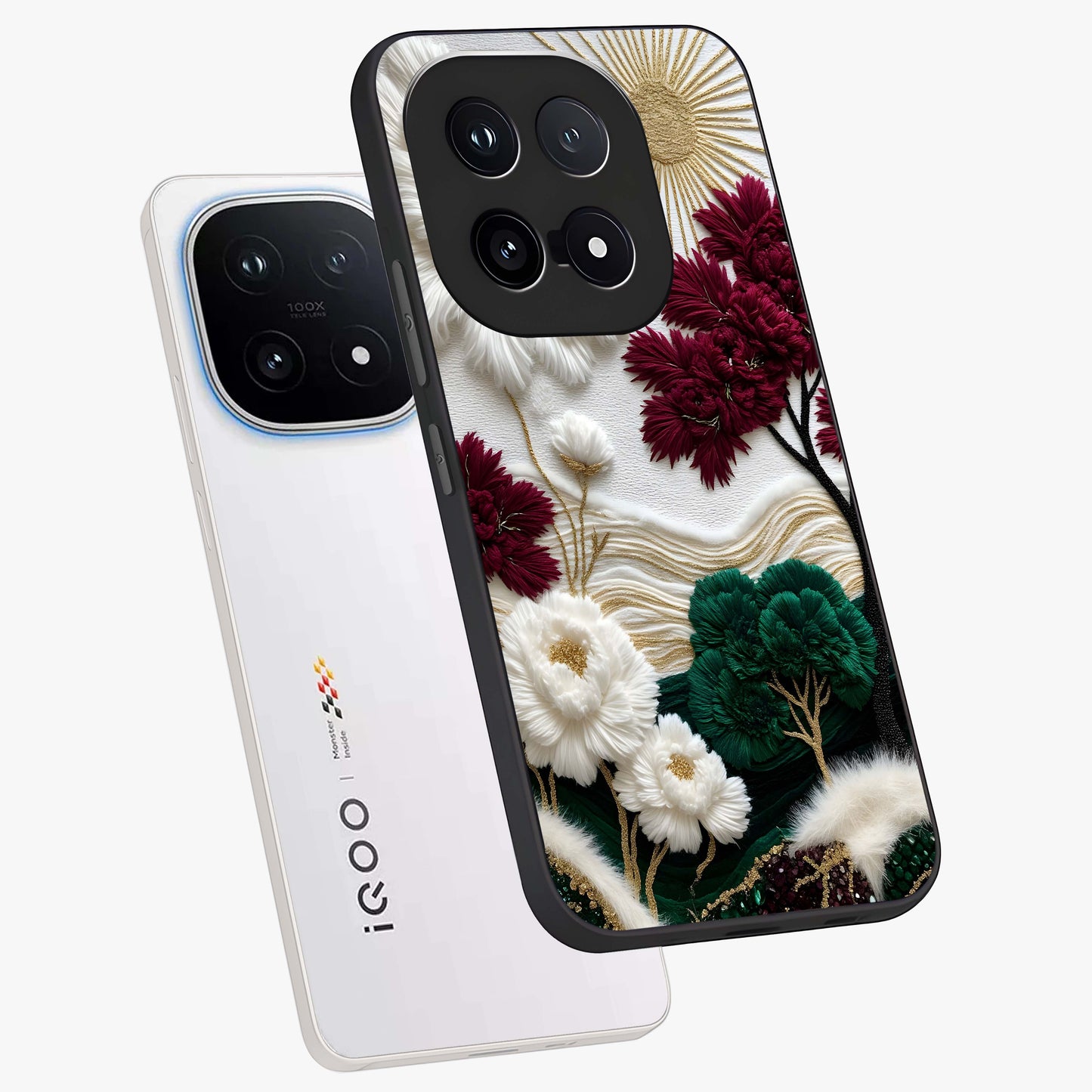 Radiant Bloom Elegance Glass Case displayed in angled mockup highlighting graceful floral design with radiant aesthetic style.