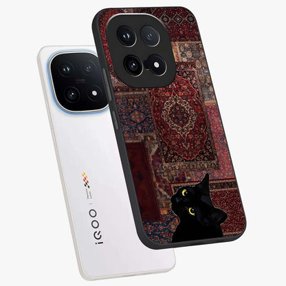 Regal Magic Cat Apple Glass Case displayed in angled mockup highlighting whimsical feline design with fantasy aesthetic.