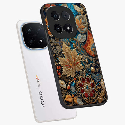 Royal Jewel Garden Glass Case displayed in angled mockup highlighting vibrant jewel inspired floral design with elegant aesthetic.