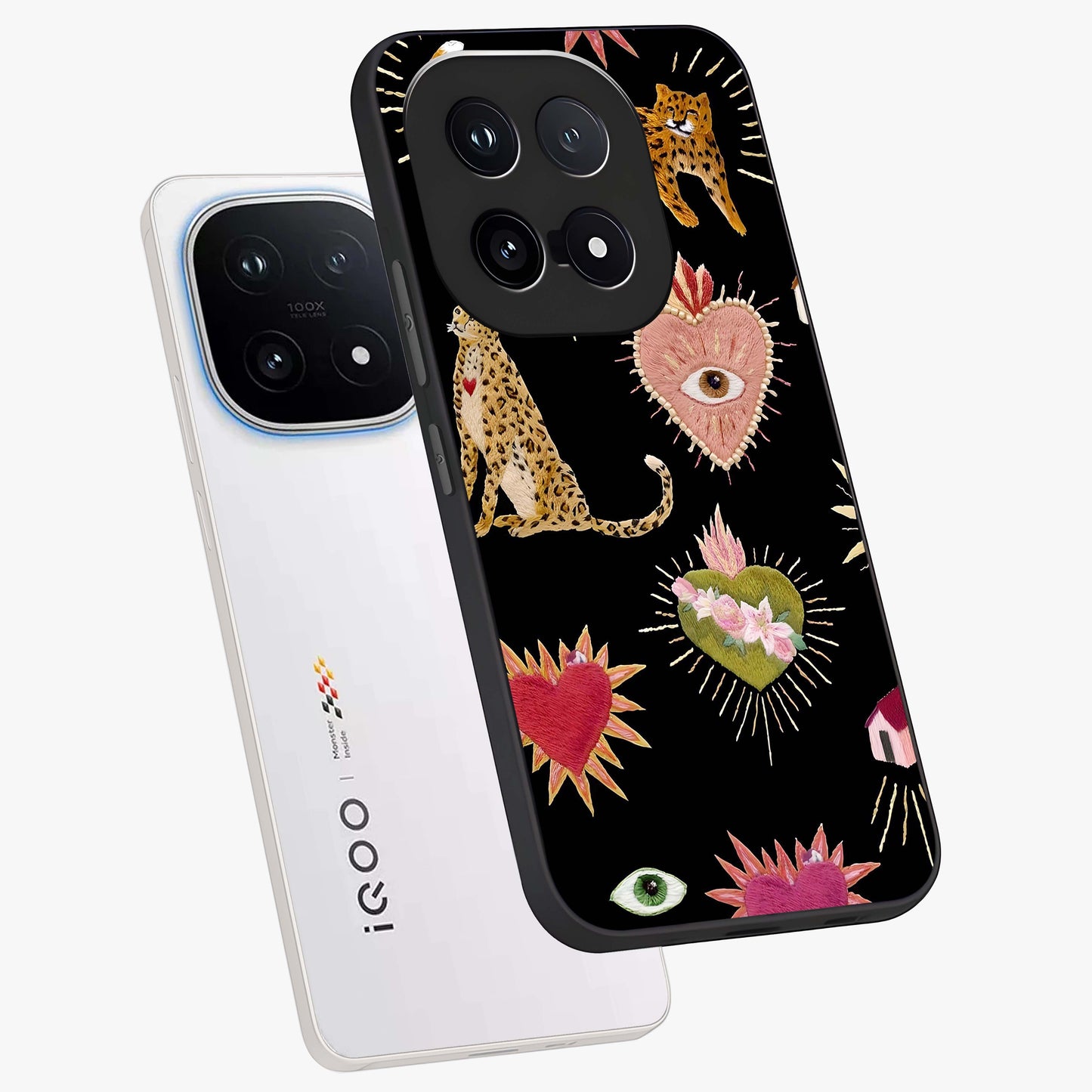 Sacred Jungle Heart Glass Case displayed in angled mockup highlighting lush tropical design with natural aesthetic style.