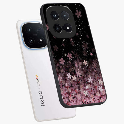 Small Starry Flowers Glass Case displayed in angled mockup highlighting tiny flower pattern with celestial aesthetic style.