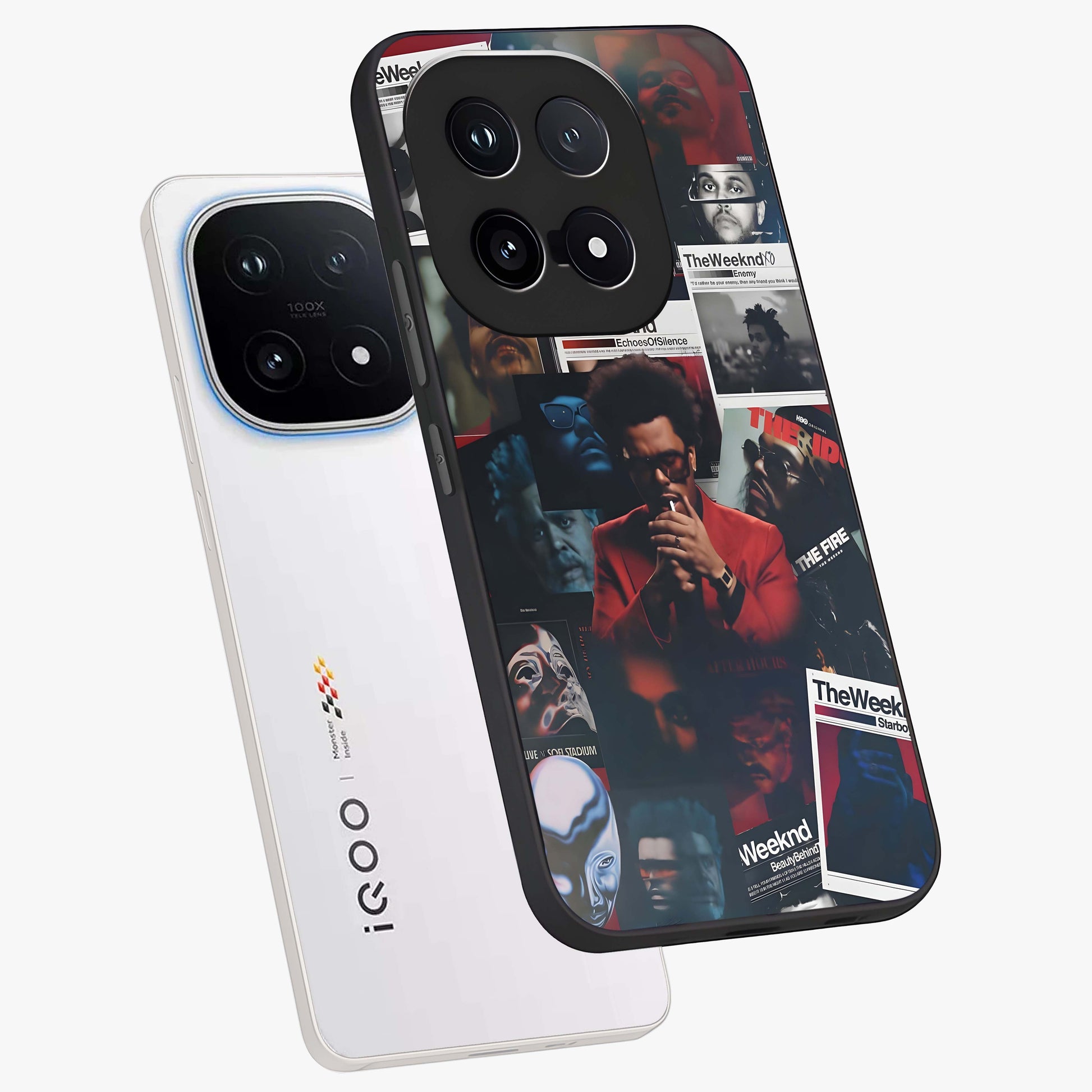The Weeknd Glass Case displayed in angled mockup highlighting stylish pop culture inspired design with modern aesthetic.