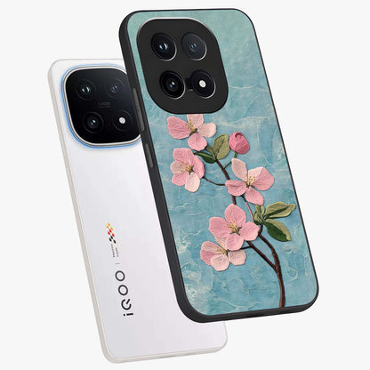 Threaded Blossom Breeze Glass Case displayed in angled mockup highlighting elegant floral design with soft aesthetic style.