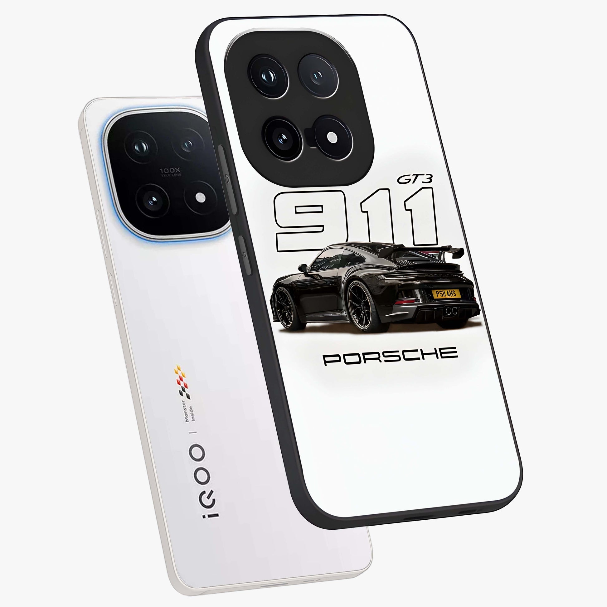 Turbo Legacy Icon Glass Case displayed in angled mockup highlighting dynamic automotive design with performance aesthetic.