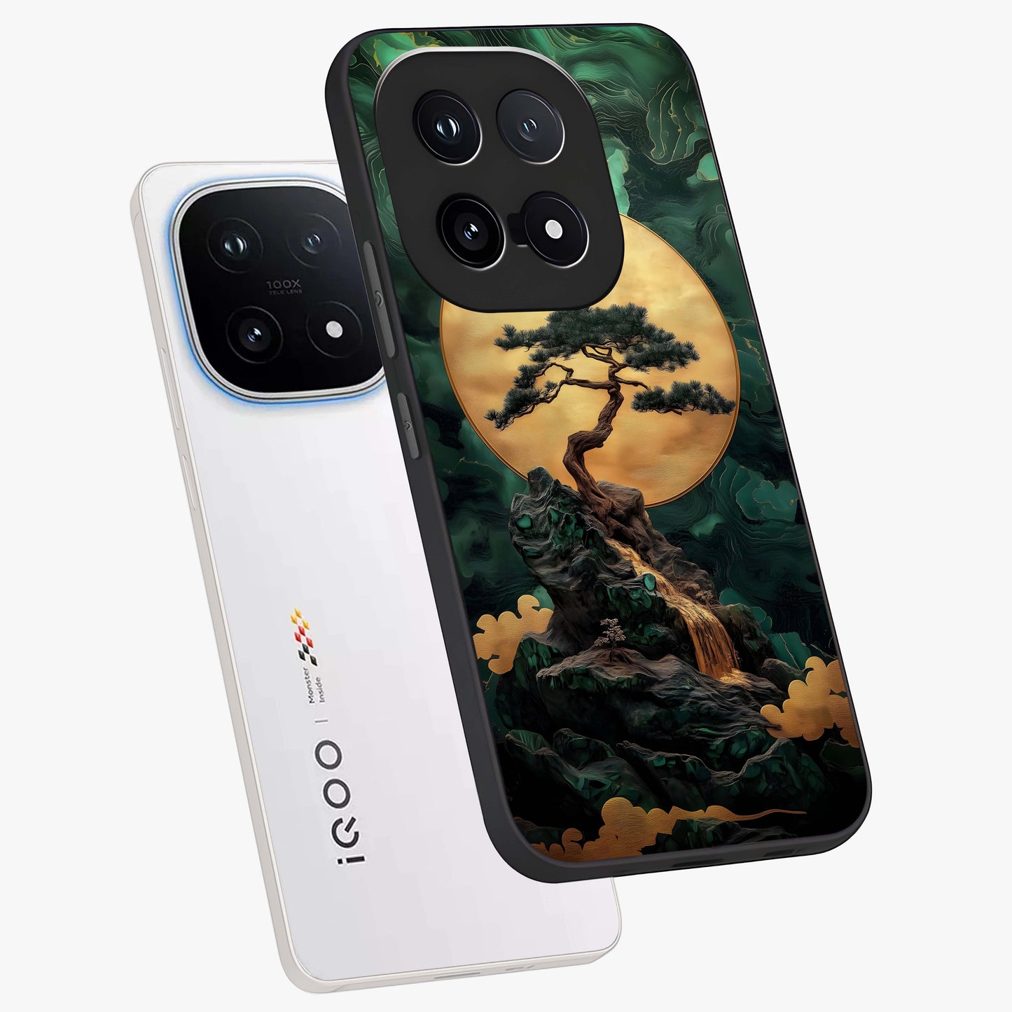 Zen Moon Rise Glass Case displayed in angled mockup highlighting peaceful lunar design with zen aesthetic style.