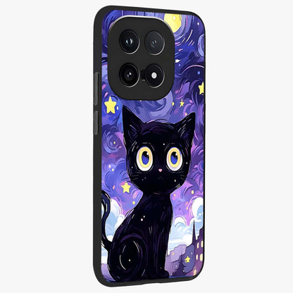 Abstract Cat Art Glass Case upright view showcasing creative feline illustration and aesthetic artistic style.