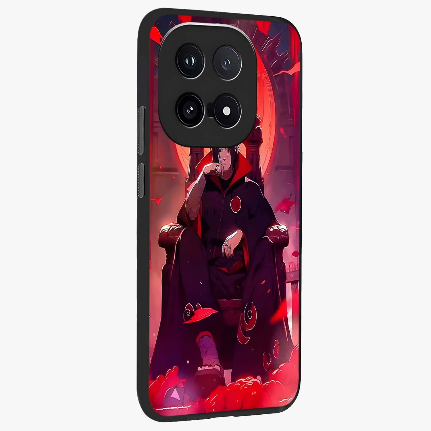Blood Moon Sovereign Glass Case upright view showcasing powerful moon inspired artwork with cosmic aesthetic style.