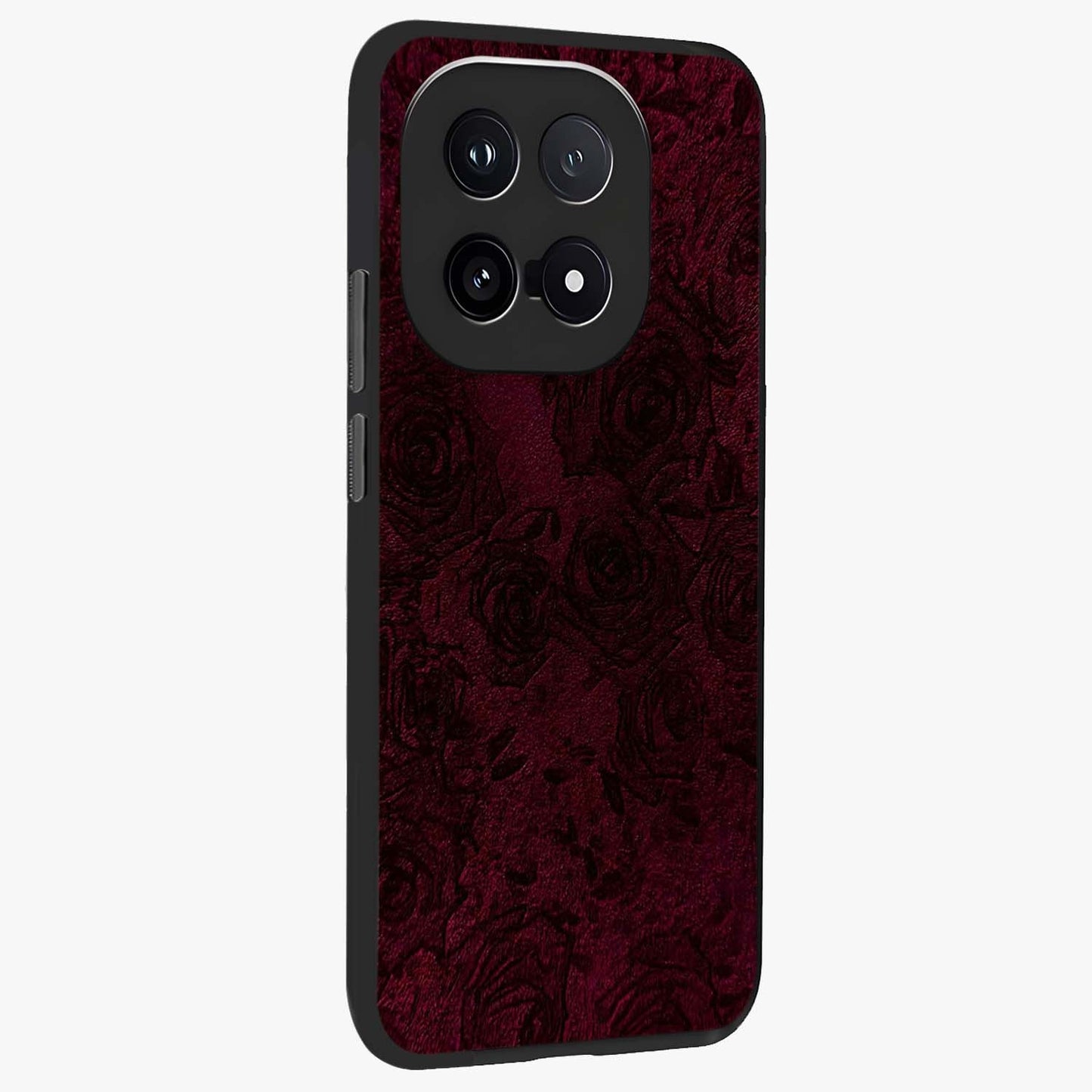 Crimson Fade Flow Glass Case upright view showcasing dynamic crimson flow artwork with stylish abstract theme.