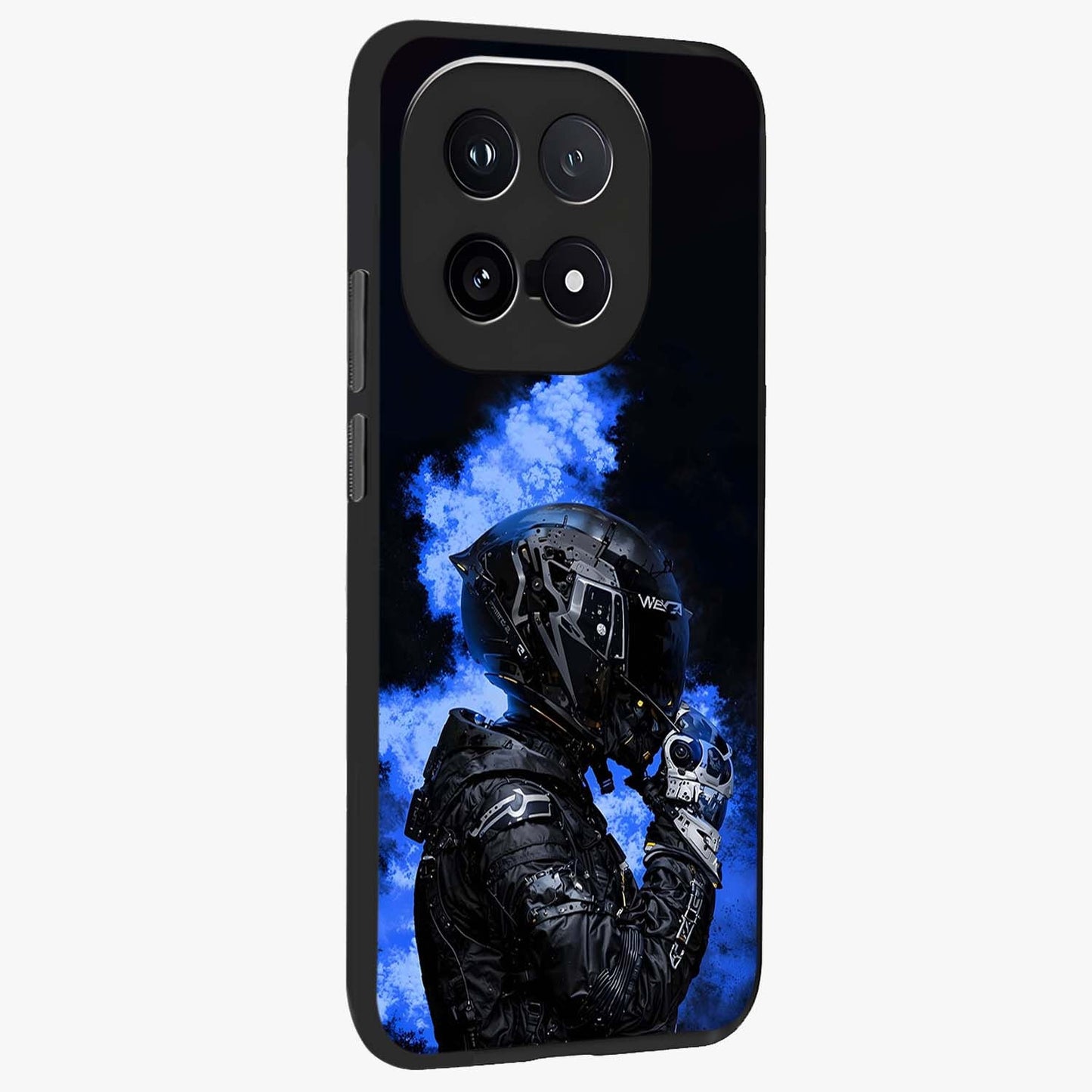 Cyber Sentinel Protocol Glass Case upright view showcasing advanced cyber sentinel artwork with futuristic tech theme.
