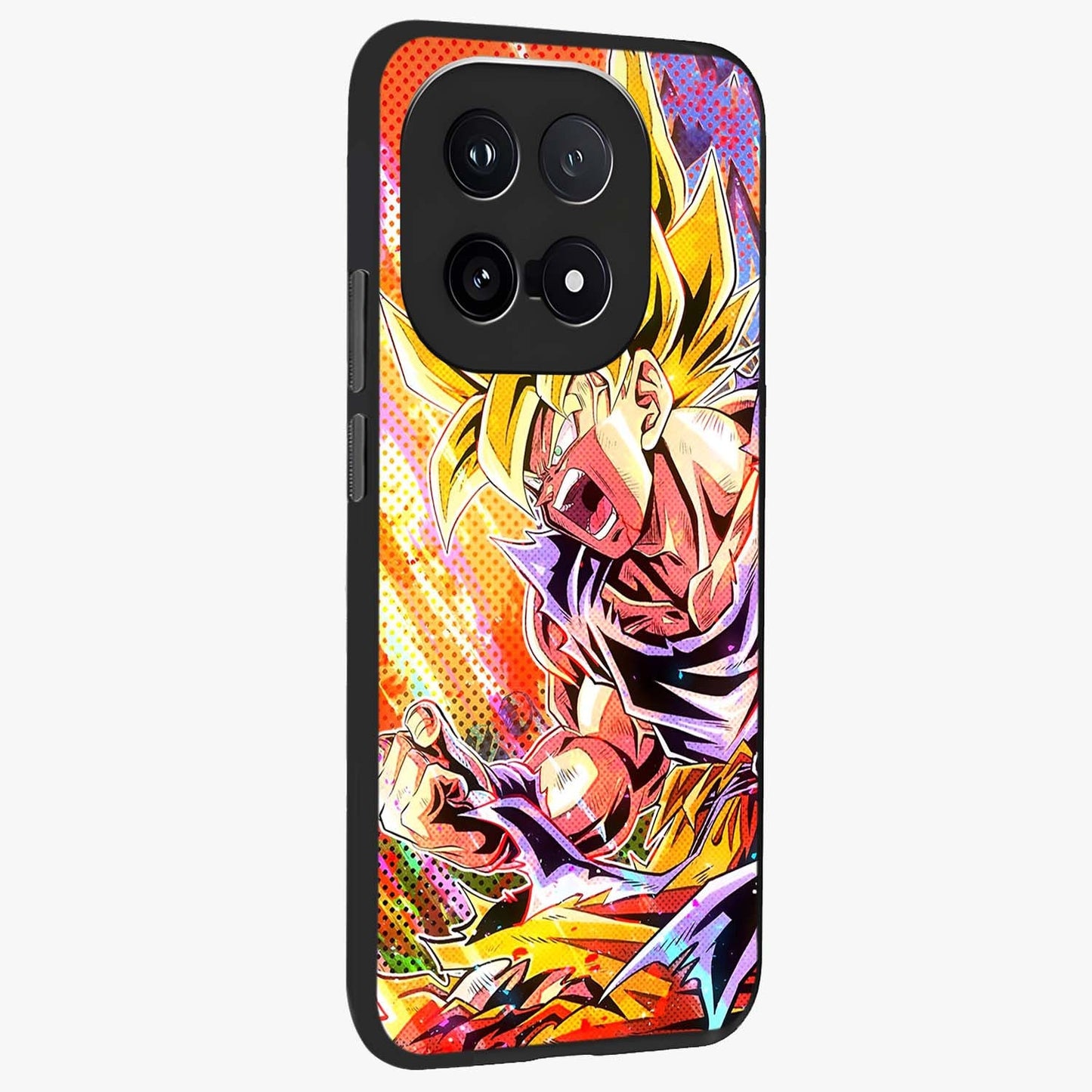 Firing Goku Glass Case upright view showcasing energetic anime artwork with bold warrior theme.