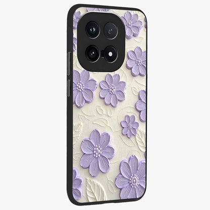 Floral Wall Art With Purple Flowers Glass Case upright view showcasing elegant purple flower artwork with decorative floral theme.