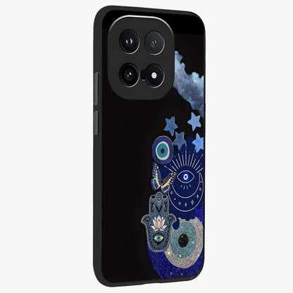 Galactic Charm Cluster Glass Case upright view showcasing glowing cosmic charm artwork with magical celestial style.