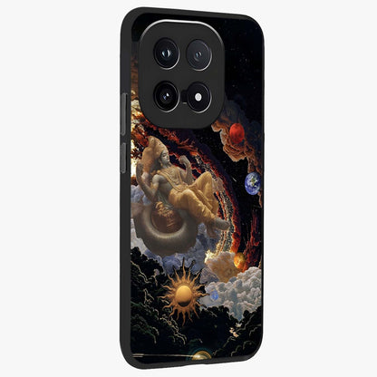 Galactic Divine God Glass Case upright view showcasing mystical divine artwork with dramatic cosmic theme.