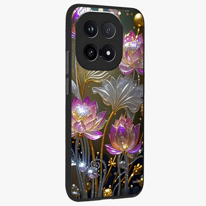 Golden Floral Majesty Glass Case upright view showcasing majestic floral artwork with rich decorative theme.