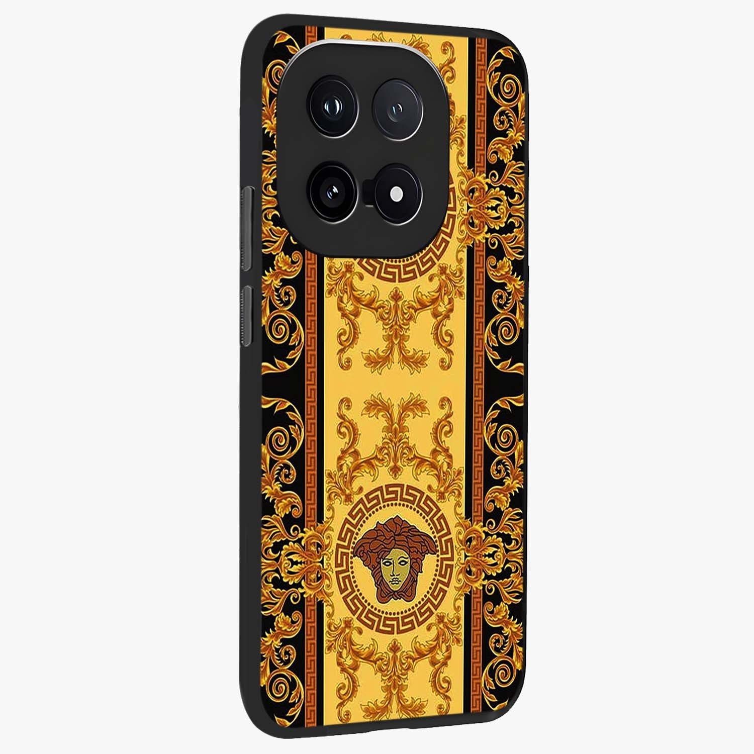 Golden Lotus Glow Glass Case upright view showcasing luminous lotus artwork with peaceful divine theme.