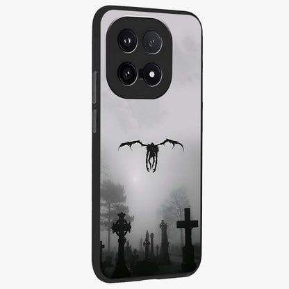 Graveyard Shadow Descent Glass Case upright view showcasing haunting graveyard artwork with dramatic dark theme.