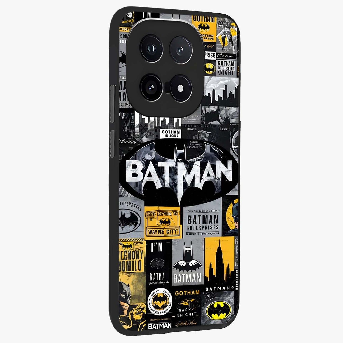 Knight Gotham Rise Glass Case upright view showcasing bold vigilante themed artwork with gothic city vibe.