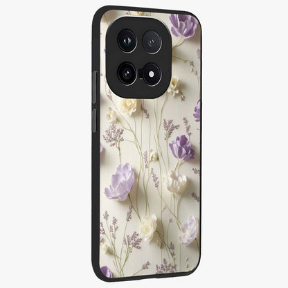 Lilac Breeze Harmony Glass Case upright view showcasing delicate lilac artwork with peaceful floral theme.