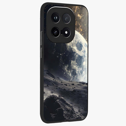 Lunar Horizon Glow Glass Case upright view showcasing radiant lunar artwork with calm cosmic theme.
