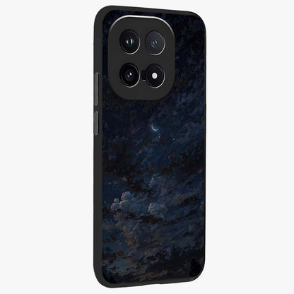 Lunar Veil Silence Glass Case upright view showcasing calm moon themed artwork with serene night atmosphere.