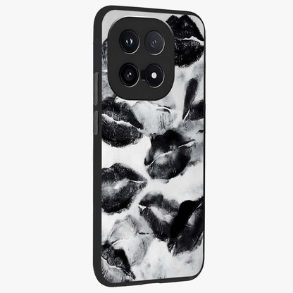 Midnight Kiss Marks Glass Case upright view showcasing stylish kiss mark artwork with trendy romantic theme.