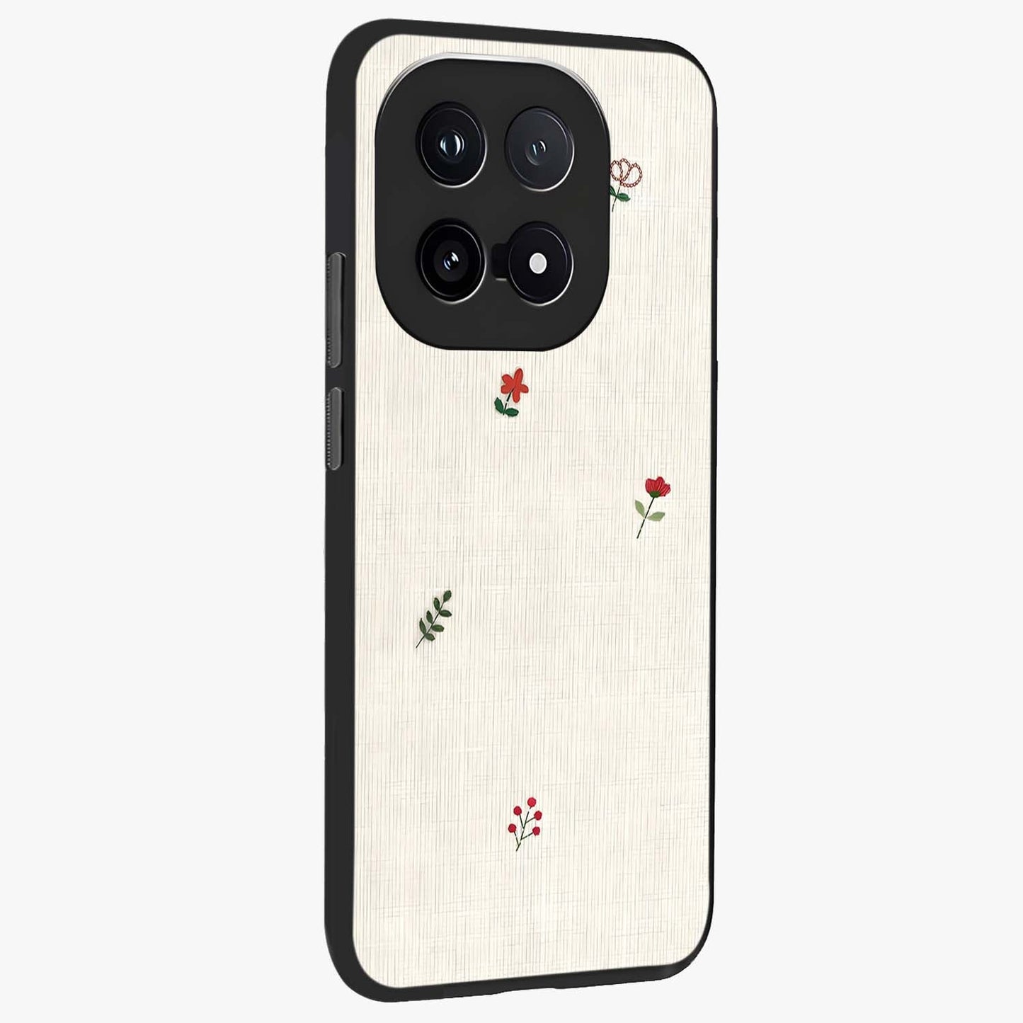 Minimalistic Blue With White Flower Pattern Glass Case upright view showcasing clean white flower artwork with calming blue theme.