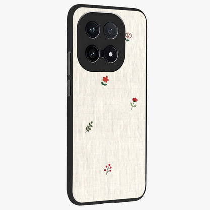Minimalistic Blue With White Flower Pattern Glass Case upright view showcasing clean white flower artwork with calming blue theme.