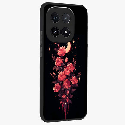 Moonlit Floral Elegance Glass Case upright view showcasing delicate floral artwork with refined night inspired theme.