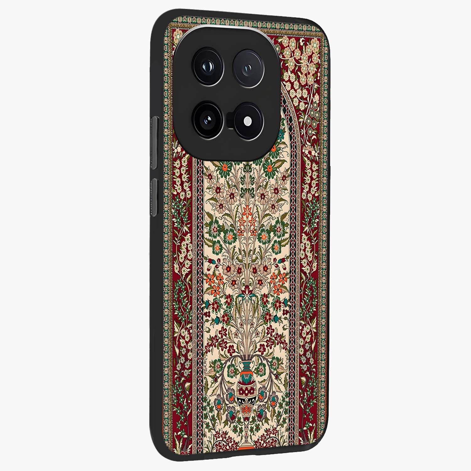 Persian Inspired Glass Case upright view showcasing decorative Persian artwork with rich heritage theme.