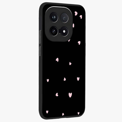 Pink Love Drops Glass Case upright view showcasing charming heart drop artwork with romantic playful theme.