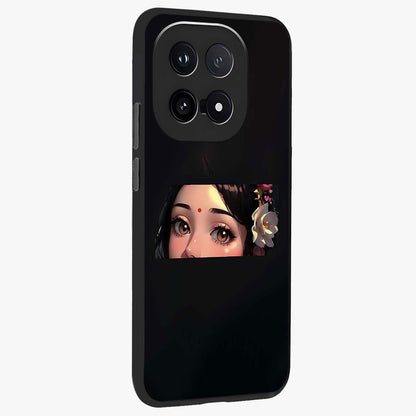 Radha Divine Embrace Glass Case upright view showcasing sacred Radha themed artwork with peaceful devotional style.