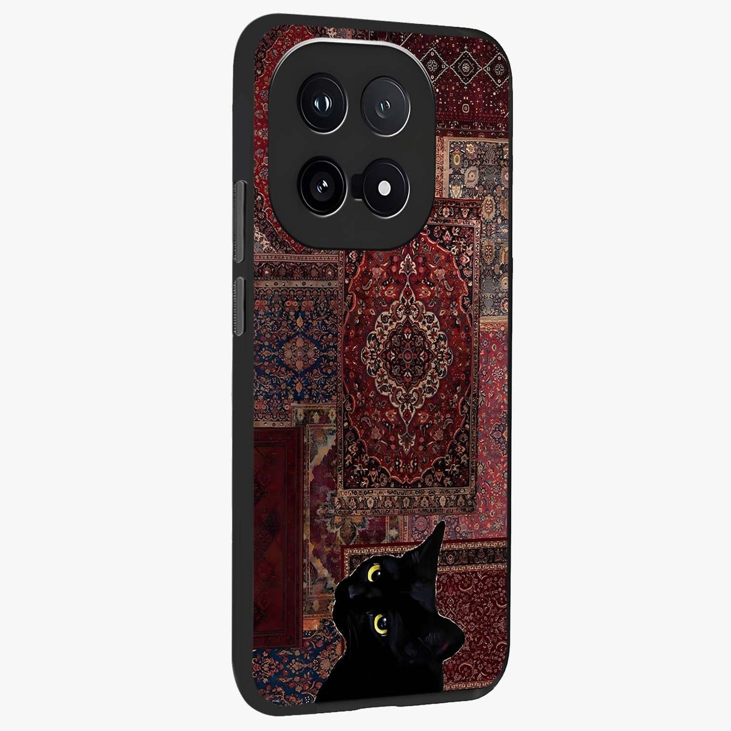 Regal Magic Cat Apple Glass Case upright view showcasing charming cat artwork with playful magical theme.