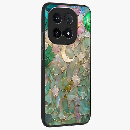 Stained Sunrise Glow Glass Case upright view showcasing colorful sunrise artwork with warm morning theme.