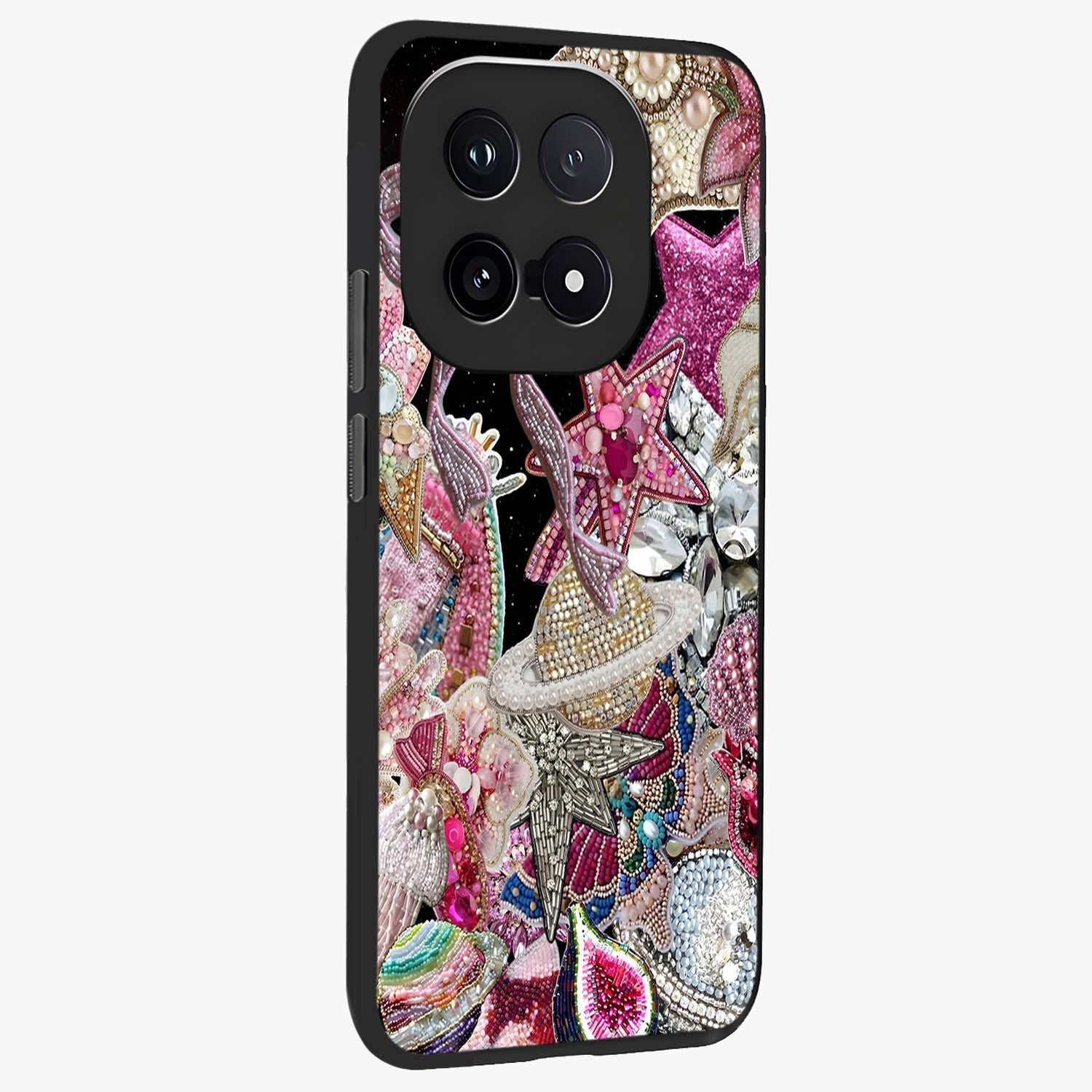 Starlit Jewel Dream Glass Case upright view showcasing radiant star inspired artwork with magical night theme.