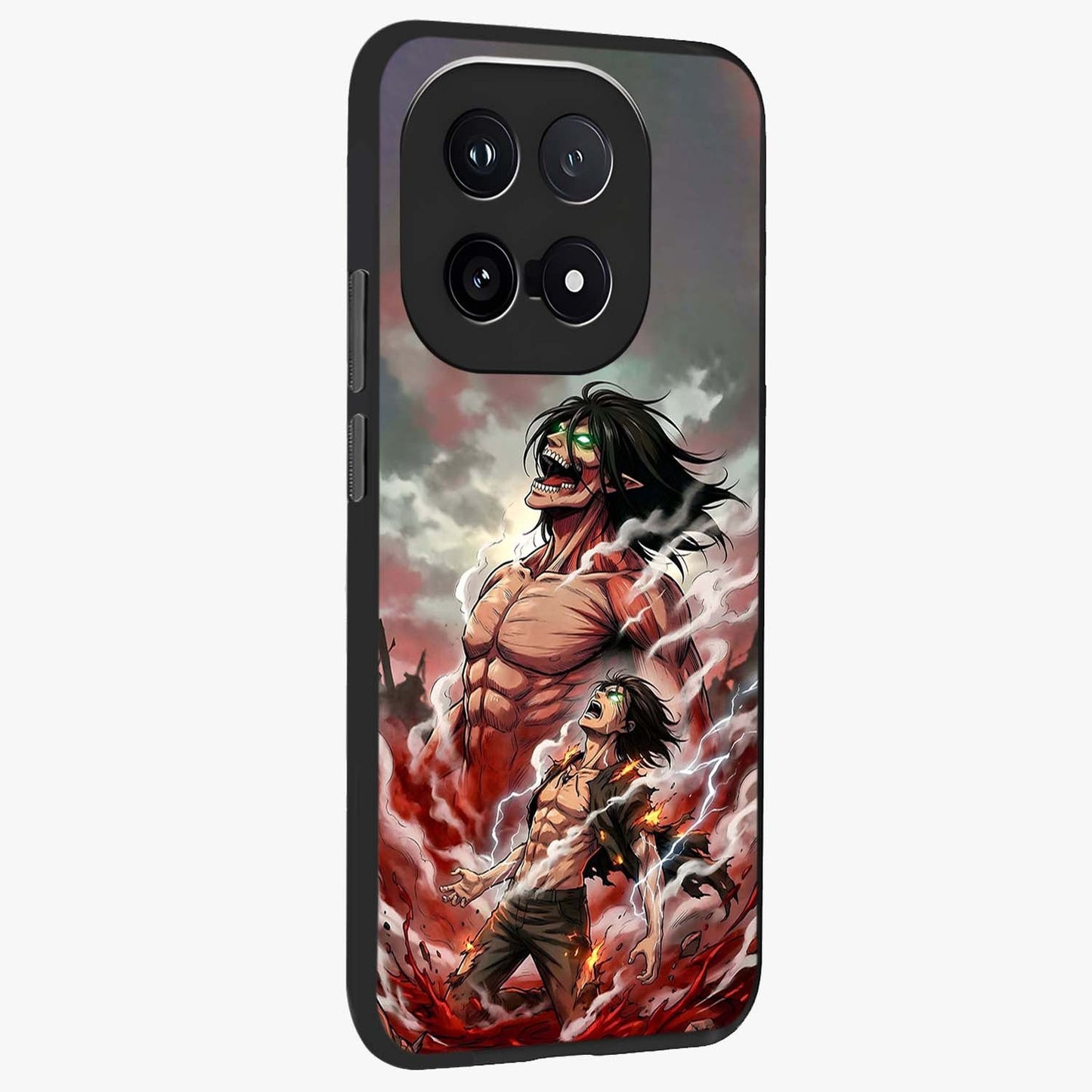 Titan Awakening Fury Glass Case upright view showcasing intense titan artwork with epic fantasy theme.