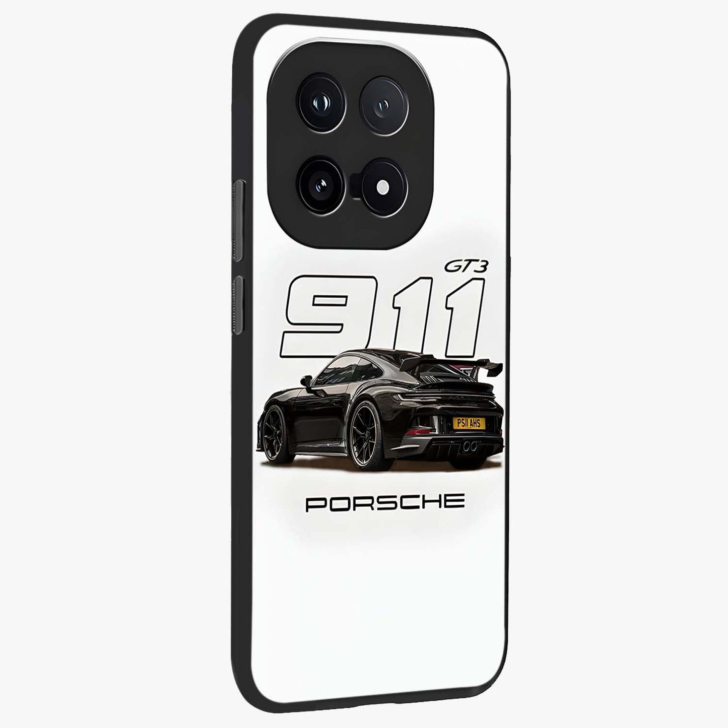 Turbo Legacy Icon Glass Case upright view showcasing bold racing inspired artwork with classic car theme.
