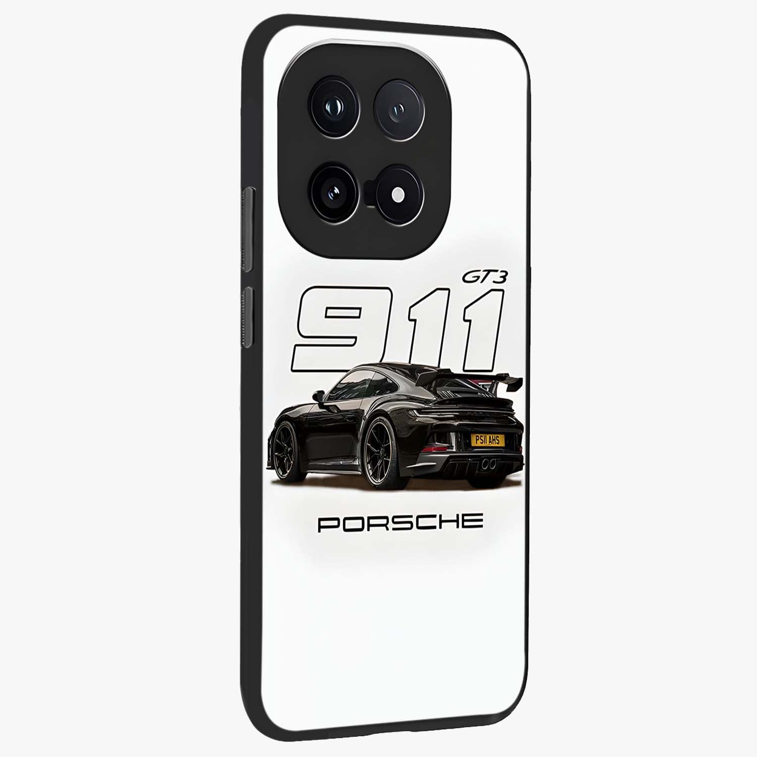 Turbo Legacy Icon Glass Case upright view showcasing bold racing inspired artwork with classic car theme.