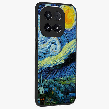 Van Gogh Art Glass Case upright view showcasing expressive painting style artwork with timeless artistic theme.