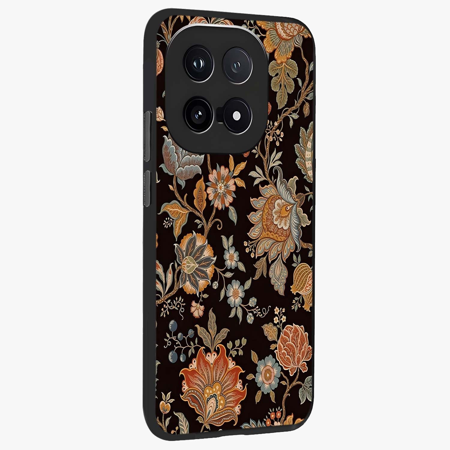 Vintage Floral Dream Glass Case upright view showcasing delicate floral artwork with timeless vintage theme.