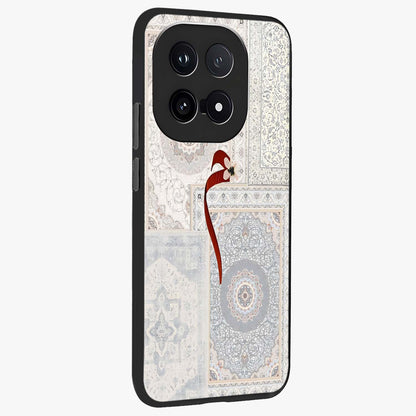 White Aesthetic Bow Glass Case upright view showcasing delicate ribbon bow artwork with cute minimalist theme.