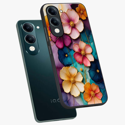 Artlyn Grace Flower Pattern Glass Case displayed in angled mockup highlighting delicate flower pattern design and smooth glass surface.