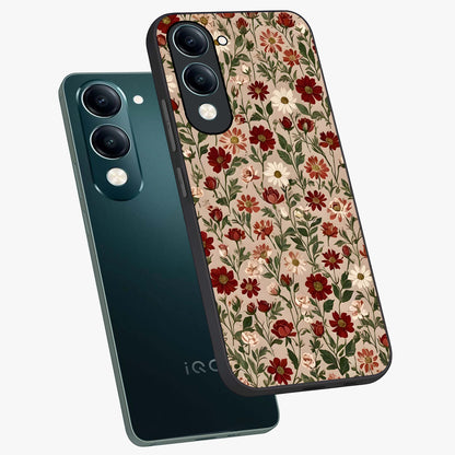 Biege Flower With Leaf Glass Case displayed in angled mockup highlighting minimal floral leaf design and elegant aesthetic.