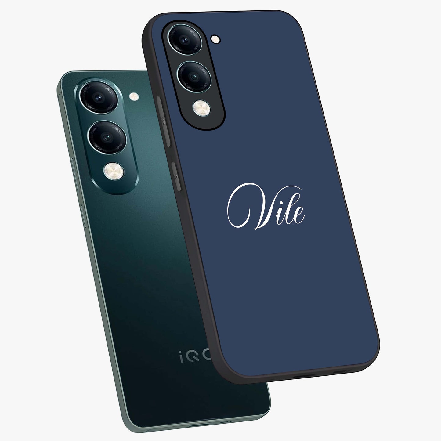 Blue Vintage Floral Pattern Glass Case showing flat back view with elegant vintage floral artwork and glossy glass finish.