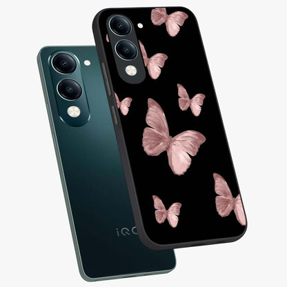 Butterfly Pattern Glass Case displayed in angled mockup highlighting delicate butterfly design and aesthetic pattern style.
