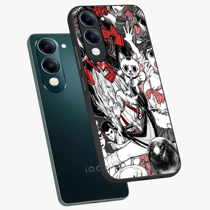 Crimson Chaos Panel Glass Case displayed in angled mockup highlighting chaotic panel style design with modern graphic theme.
